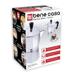 Koffie Kunst -Koffie Kunst Bene Casa 6 cup aluminum espresso maker2C stove top espresso maker2C single shot 1