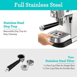 CASABREWS CM5418 Espresso Machine 20Bar Steam Milk Frothing Machine -Koffie Kunst CASABREWS CM5418 Espresso Machine 20Bar with Stainless Steel Milk Frother 6