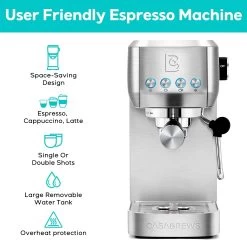 Casabrews 20-Bar Espresso Coffee Machine With Space Saving Design 10 Casabrews 20-Bar Espresso Coffee Machine With Space Saving Design -Koffie Kunst Casabrews 20 Bar Espresso Coffee Machine with Space Saving Design 2