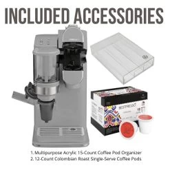 Conical Burr Grind And Brew Single-Serve Coffeemaker, Bundle With Coffee Pod Organizer, Single Serve Coffee Pods
