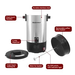 Elite Cuisine Stainless Steel 30 Cup Coffee Urn 8 Elite Cuisine Stainless Steel 30 Cup Coffee Urn -Koffie Kunst Elite Cuisine Stainless Steel 30 cup Coffee Urn 1