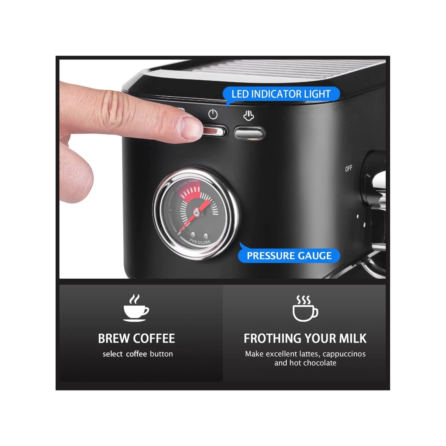 Espresso Machine With Milk Steam Frother Wand And Electric Coffee Bean Grinder With Removable Stainless Steel 3 Espresso Machine With Milk Steam Frother Wand And Electric Coffee Bean Grinder With Removable Stainless Steel