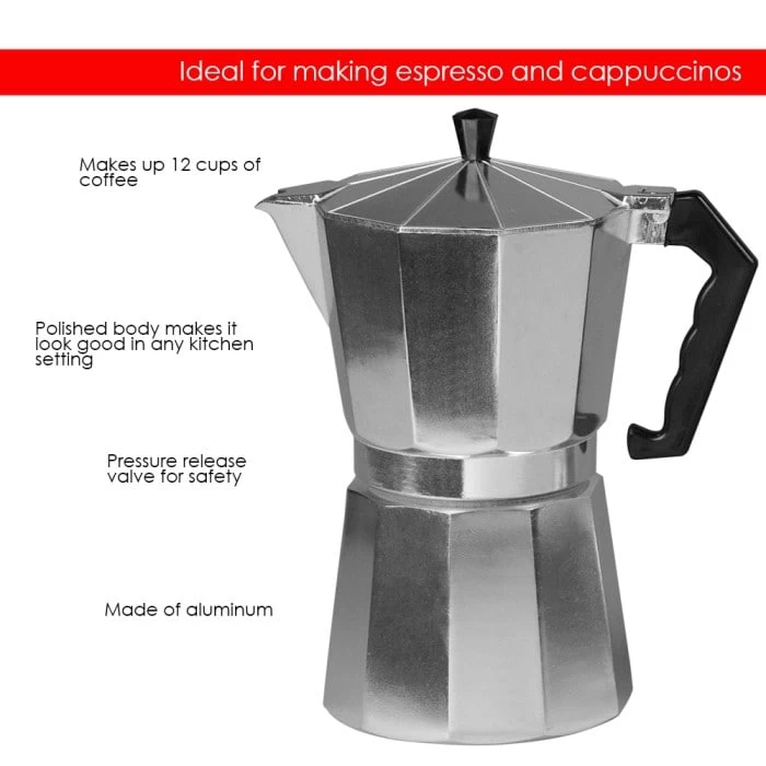 Home Basics Aluminum 12-cup Espresso Maker 5 Home Basics Aluminum 12-cup Espresso Maker - Afbeelding 3