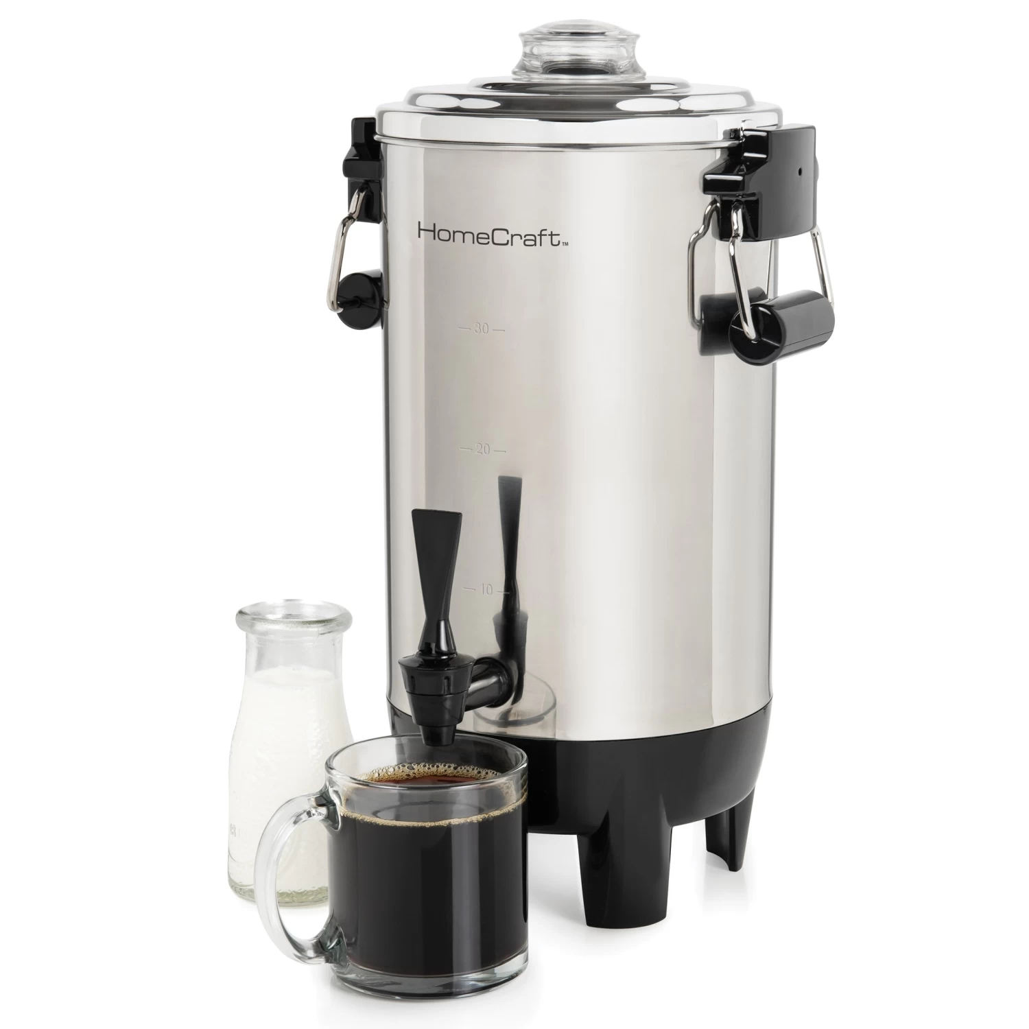 HomeCraft Quick-Brewing 1000-Watt Automatic 30-Cup Coffee Urn - Stainless Steel - 30 Cups - 30 Cups 4 HomeCraft Quick-Brewing 1000-Watt Automatic 30-Cup Coffee Urn - Stainless Steel - 30 Cups - 30 Cups - Afbeelding 2