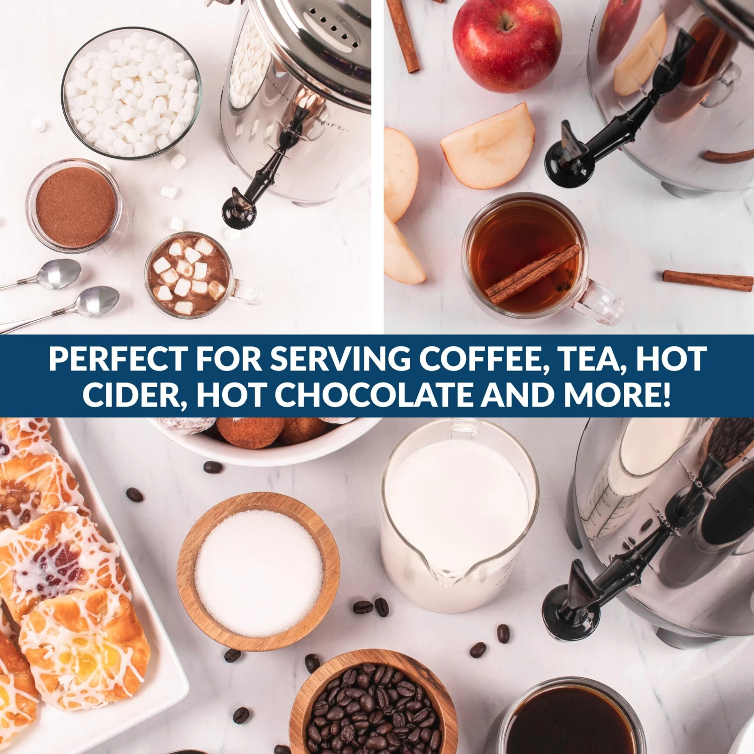 HomeCraft Quick-Brewing 1000-Watt Automatic 30-Cup Coffee Urn - Stainless Steel - 30 Cups - 30 Cups 10 HomeCraft Quick-Brewing 1000-Watt Automatic 30-Cup Coffee Urn - Stainless Steel - 30 Cups - 30 Cups - Afbeelding 8