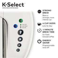 K-Select Single-Serve K-Cup Pod Coffee Maker, Matte White 15 K-Select Single-Serve K-Cup Pod Coffee Maker, Matte White -Koffie Kunst K Select Single Serve K Cup Pod Coffee Maker2C Matte White 6