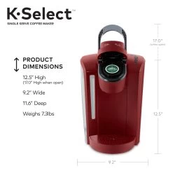 K-Select Single-Serve K-Cup Pod Coffee Maker, Vintage Red -Koffie Kunst K Select Single Serve K Cup Pod Coffee Maker2C Vintage Red 4
