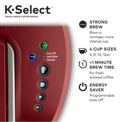 K-Select Single-Serve K-Cup Pod Coffee Maker, Vintage Red -Koffie Kunst K Select Single Serve K Cup Pod Coffee Maker2C Vintage Red 6