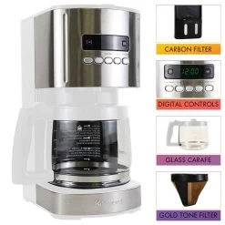 Kenmore Aroma Control 12-Cup Programmable Coffee Maker, White And Stainless Steel, Reusable Filter -Koffie Kunst Kenmore Programmable 12 cup Coffee Maker2C White 2