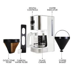Kenmore Aroma Control 12-Cup Programmable Coffee Maker, White And Stainless Steel, Reusable Filter -Koffie Kunst Kenmore Programmable 12 cup Coffee Maker2C White 4