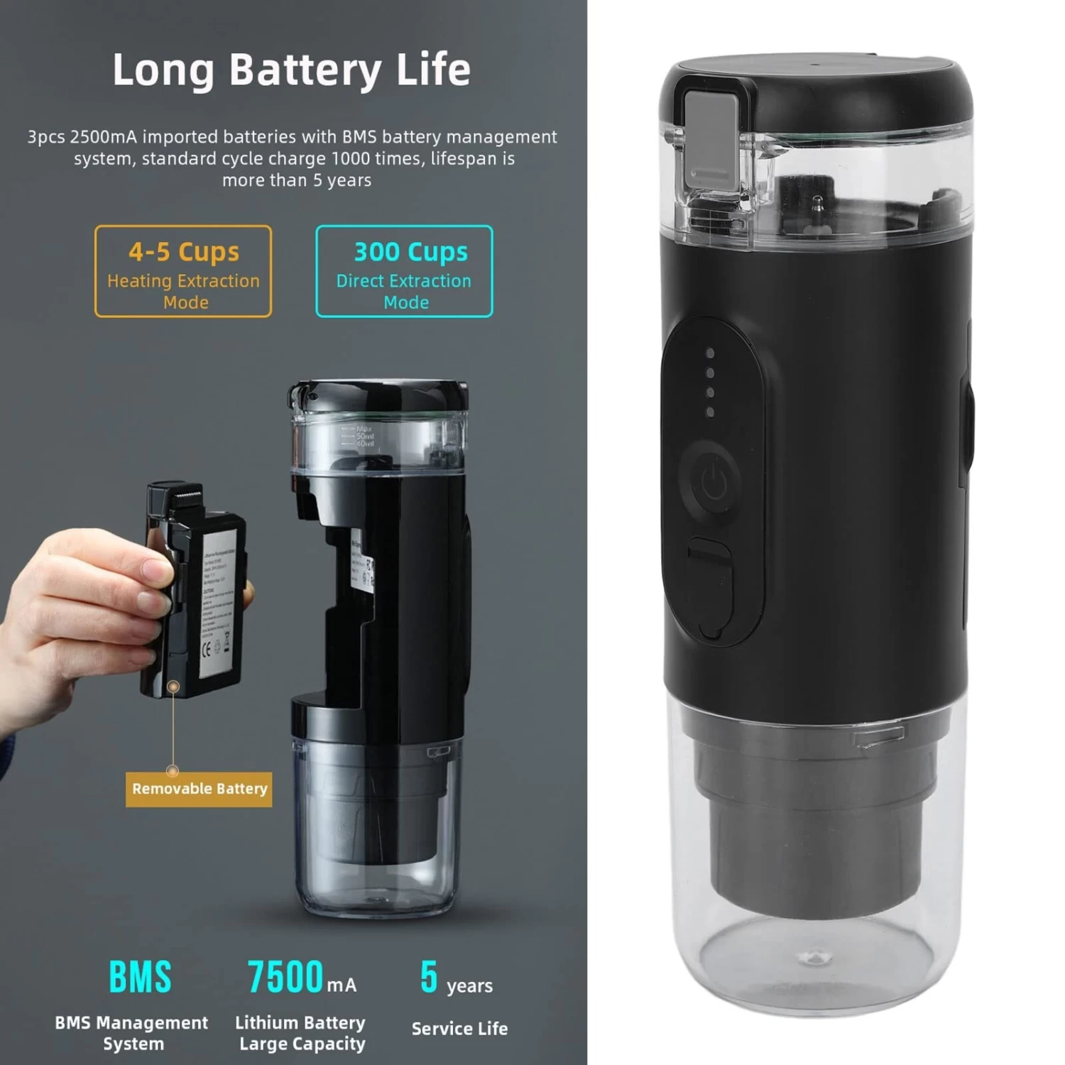 Portable Coffee Maker, Electric Coffee Machine With Self-Heating, 18 Bar Mini Coffee Maker, Travel Coffee Machine 9 Portable Coffee Maker, Electric Coffee Machine With Self-Heating, 18 Bar Mini Coffee Maker, Travel Coffee Machine - Afbeelding 7