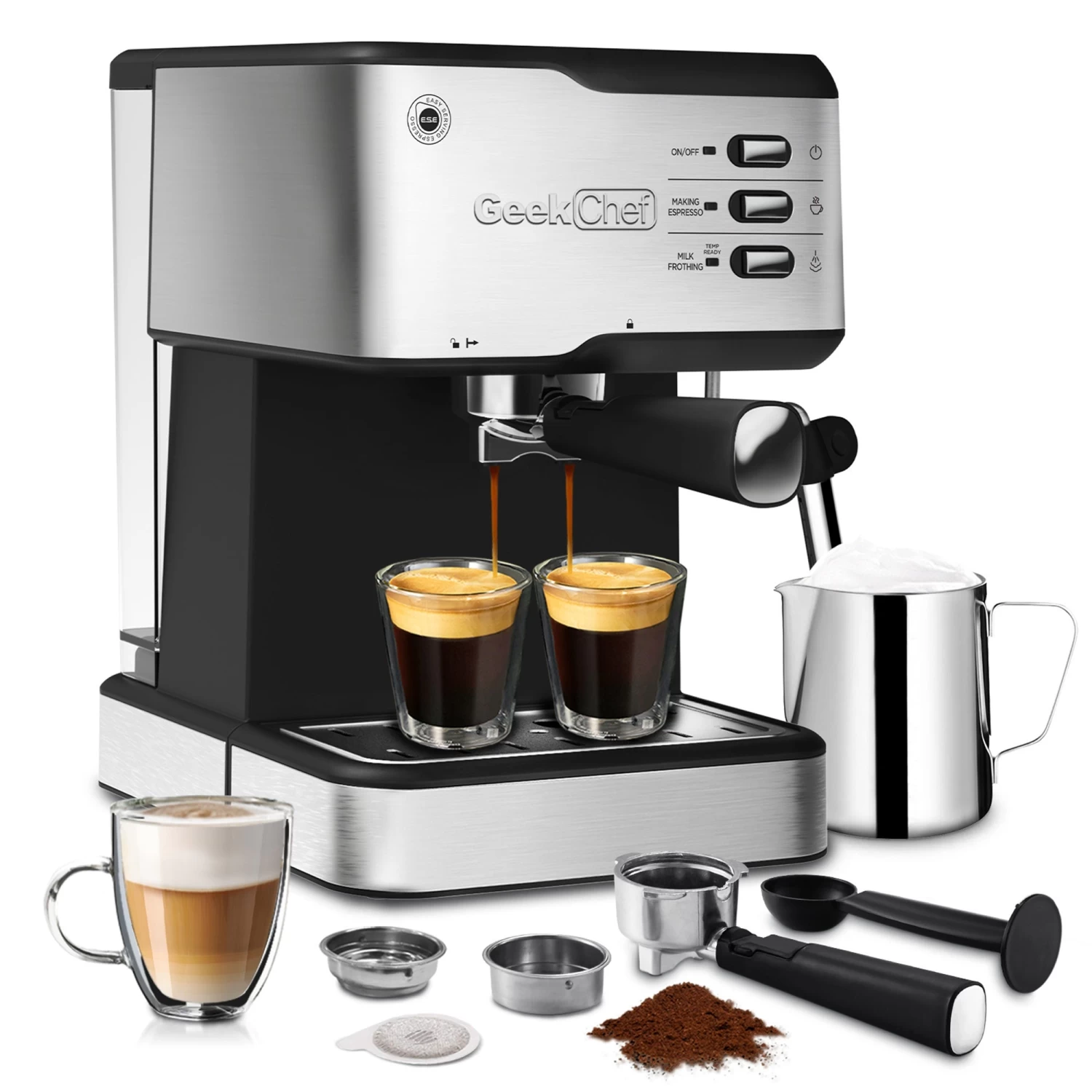 Pump Espresso Machine, W/ Capsules Filter And Milk Frother Steam Wand 5 Pump Espresso Machine, W/ Capsules Filter And Milk Frother Steam Wand - Afbeelding 3