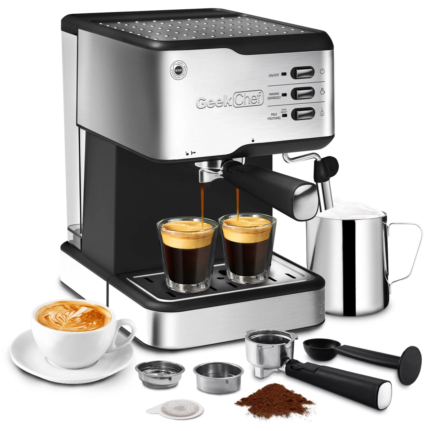 Pump Espresso Machine, W/ Capsules Filter And Milk Frother Steam Wand 7 Pump Espresso Machine, W/ Capsules Filter And Milk Frother Steam Wand - Afbeelding 5