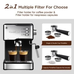 Pump Espresso Machine, W/ Capsules Filter And Milk Frother Steam Wand 19 Pump Espresso Machine, W/ Capsules Filter And Milk Frother Steam Wand -Koffie Kunst Pump Espresso Machine2C W Capsules Filter and Milk Frother Steam Wand 7