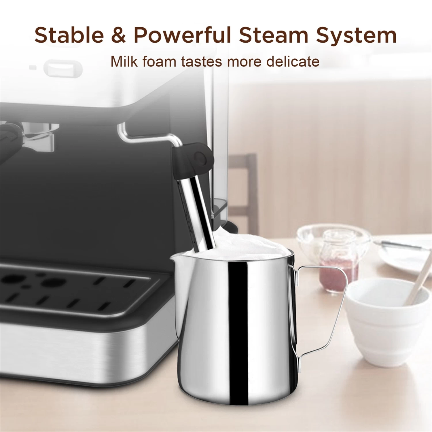 Pump Espresso Machine, W/ Capsules Filter And Milk Frother Steam Wand 11 Pump Espresso Machine, W/ Capsules Filter And Milk Frother Steam Wand - Afbeelding 9
