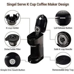 Single Serve Coffee Maker 6-14OZ With Filter Coffee Brewer -Koffie Kunst Single Serve Coffee Maker 6 14OZ With Filter Coffee Brewer 4