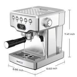 Stainless Steel 20 Bar Espresso Machine With Milk Frother -Koffie Kunst Stainless Steel 20 bar Espresso Machine with Milk Frother 4