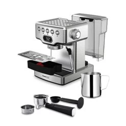 Stainless Steel 20-bar Espresso Machine With Milk Frother For Latte,Cappuccino,1.8L Water Tank -Koffie Kunst Stainless Steel 20 bar Espresso Machine with Milk Frother for Latte2CCappuccino2C1.8L Water Tank 1
