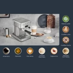 Stainless Steel 20-bar Espresso Machine With Milk Frother For Latte,Cappuccino,1.8L Water Tank -Koffie Kunst Stainless Steel 20 bar Espresso Machine with Milk Frother for Latte2CCappuccino2C1.8L Water Tank 4