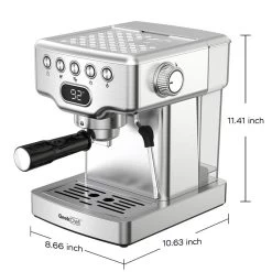 Stainless Steel Espresso Machine With Milk Frother -Koffie Kunst Stainless Steel Espresso Machine with Milk Frother 3