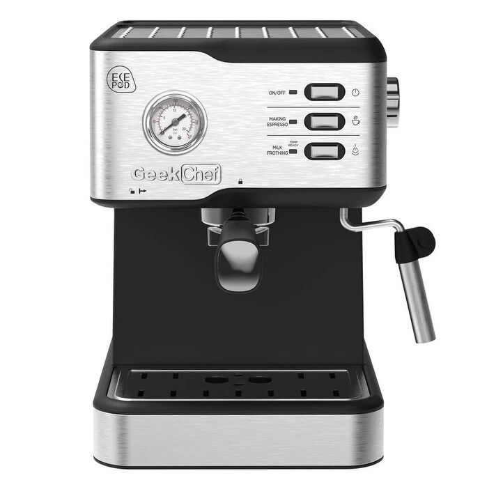 Stainless Steel Espresso Machine With Pressure Gauge And Milk Frother Steam Wand, 1.5L Water Tank 10 Stainless Steel Espresso Machine With Pressure Gauge And Milk Frother Steam Wand, 1.5L Water Tank - Afbeelding 8