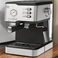 Stainless Steel Espresso Machine With Pressure Gauge And Milk Frother Steam Wand, 1.5L Water Tank 21 Stainless Steel Espresso Machine With Pressure Gauge And Milk Frother Steam Wand, 1.5L Water Tank -Koffie Kunst Stainless Steel Espresso Machine with Pressure Gauge and Milk Frother Steam Wand2C 1.5L Water Tank 9