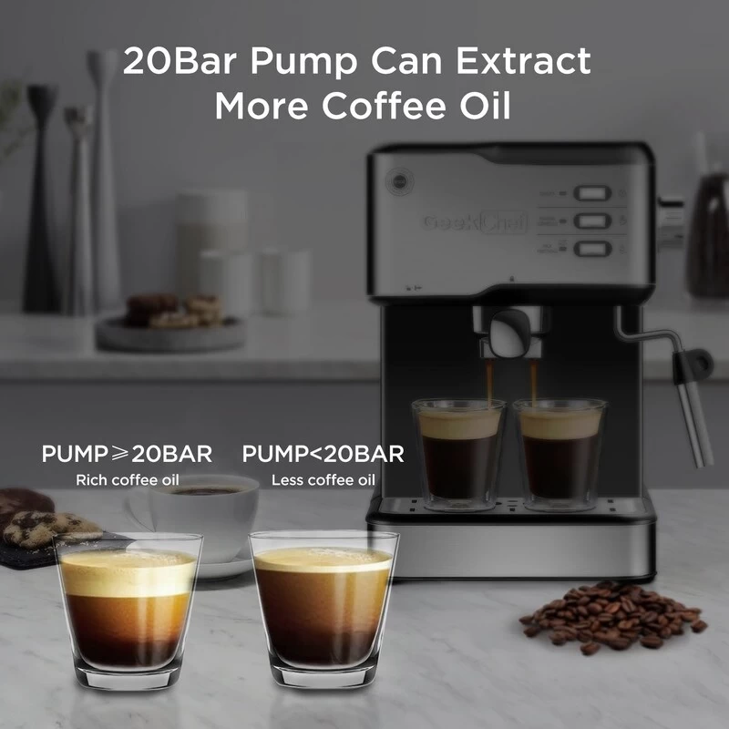 SUS304 Espresso Machine With Professional Milk Frothing Wand, 950W, 1.5L Water Tank 13 SUS304 Espresso Machine With Professional Milk Frothing Wand, 950W, 1.5L Water Tank - Afbeelding 11